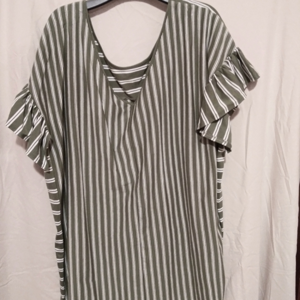 Terra Skye Bayleaf Stripped 2x Blouse